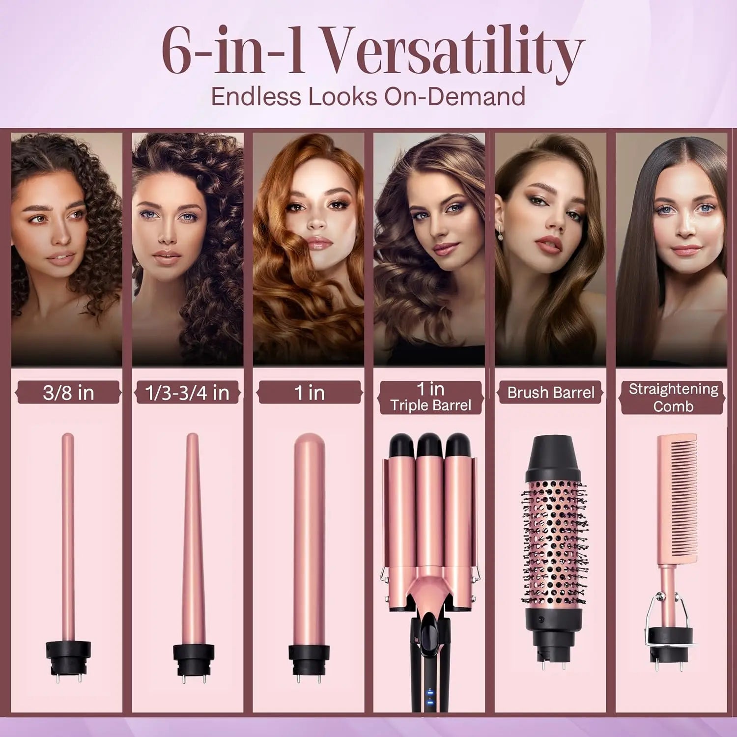 6-in-1 Hair Curling Wand Set