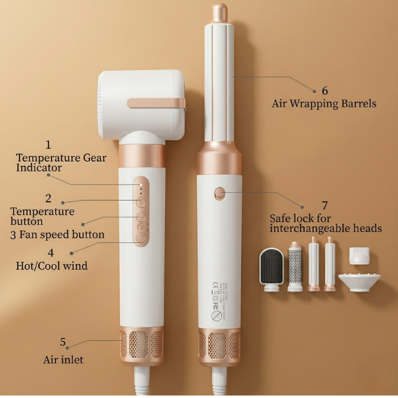 7-in-1 High-Speed Ionic Hair Dryer & Multi-Styler